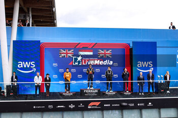 2024-06-09 - VERSTAPPEN Max (ned), Red Bull Racing RB20, portrait RUSSELL George (gbr), Mercedes AMG F1 Team W15, portrait NORRIS Lando (gbr), McLaren F1 Team MCL38, portrait podium during the Formula 1 AWS Grand Prix du Canada 2024, 9th round of the 2024 Formula One World Championship from June 07 to 09, 2024 on the Circuit Gilles Villeneuve, in Montréal, Canada - F1 - CANADIAN GRAND PRIX 2024 - FORMULA 1 - MOTORS