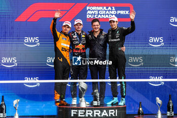 2024-06-09 - VERSTAPPEN Max (ned), Red Bull Racing RB20, portrait NORRIS Lando (gbr), McLaren F1 Team MCL38, portrait RUSSELL George (gbr), Mercedes AMG F1 Team W15, portrait during the Formula 1 AWS Grand Prix du Canada 2024, 9th round of the 2024 Formula One World Championship from June 07 to 09, 2024 on the Circuit Gilles Villeneuve, in Montréal, Canada - F1 - CANADIAN GRAND PRIX 2024 - FORMULA 1 - MOTORS
