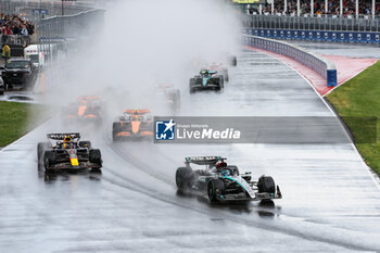 2024-06-09 - start of the race, depart, 63 RUSSELL George (gbr), Mercedes AMG F1 Team W15, action 01 VERSTAPPEN Max (nld), Red Bull Racing RB20, action 04 NORRIS Lando (gbr), McLaren F1 Team MCL38, action during the Formula 1 AWS Grand Prix du Canada 2024, 9th round of the 2024 Formula One World Championship from June 07 to 09, 2024 on the Circuit Gilles Villeneuve, in Montréal, Canada - F1 - CANADIAN GRAND PRIX 2024 - FORMULA 1 - MOTORS