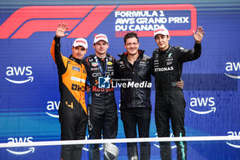 2024-06-09 - NORRIS Lando (gbr), McLaren F1 Team MCL38, portrait VERSTAPPEN Max (ned), Red Bull Racing RB20, portrait RUSSELL George (gbr), Mercedes AMG F1 Team W15, portrait podium during the Formula 1 AWS Grand Prix du Canada 2024, 9th round of the 2024 Formula One World Championship from June 07 to 09, 2024 on the Circuit Gilles Villeneuve, in Montréal, Canada - F1 - CANADIAN GRAND PRIX 2024 - FORMULA 1 - MOTORS