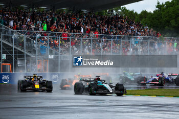 2024-06-09 - 63 RUSSELL George (gbr), Mercedes AMG F1 Team W15, 01 VERSTAPPEN Max (nld), Red Bull Racing RB20, 04 NORRIS Lando (gbr), McLaren F1 Team MCL38, action during the Formula 1 AWS Grand Prix du Canada 2024, 9th round of the 2024 Formula One World Championship from June 07 to 09, 2024 on the Circuit Gilles Villeneuve, in Montréal, Canada - F1 - CANADIAN GRAND PRIX 2024 - FORMULA 1 - MOTORS
