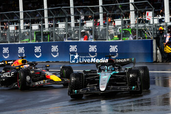 2024-06-09 - 63 RUSSELL George (gbr), Mercedes AMG F1 Team W15, 01 VERSTAPPEN Max (nld), Red Bull Racing RB20, action during the Formula 1 AWS Grand Prix du Canada 2024, 9th round of the 2024 Formula One World Championship from June 07 to 09, 2024 on the Circuit Gilles Villeneuve, in Montréal, Canada - F1 - CANADIAN GRAND PRIX 2024 - FORMULA 1 - MOTORS