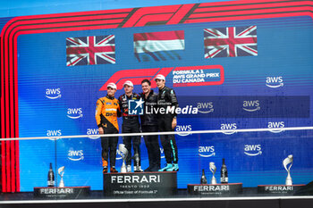 2024-06-09 - Podium: NORRIS Lando (gbr), McLaren F1 Team MCL38, VERSTAPPEN Max (ned), Red Bull Racing RB20, RUSSELL George (gbr), Mercedes AMG F1 Team W15, portrait during the Formula 1 AWS Grand Prix du Canada 2024, 9th round of the 2024 Formula One World Championship from June 07 to 09, 2024 on the Circuit Gilles Villeneuve, in Montréal, Canada - F1 - CANADIAN GRAND PRIX 2024 - FORMULA 1 - MOTORS