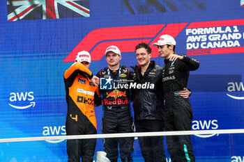 2024-06-09 - Podium: NORRIS Lando (gbr), McLaren F1 Team MCL38, VERSTAPPEN Max (ned), Red Bull Racing RB20, RUSSELL George (gbr), Mercedes AMG F1 Team W15, portrait during the Formula 1 AWS Grand Prix du Canada 2024, 9th round of the 2024 Formula One World Championship from June 07 to 09, 2024 on the Circuit Gilles Villeneuve, in Montréal, Canada - F1 - CANADIAN GRAND PRIX 2024 - FORMULA 1 - MOTORS