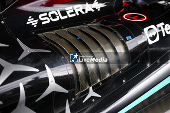 2024-06-09 - Mercedes AMG F1 Team W15, mechanical detail cover engine, moteur during the Formula 1 AWS Grand Prix du Canada 2024, 9th round of the 2024 Formula One World Championship from June 07 to 09, 2024 on the Circuit Gilles Villeneuve, in Montréal, Canada - F1 - CANADIAN GRAND PRIX 2024 - FORMULA 1 - MOTORS