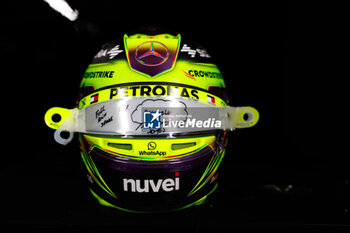 2024-06-09 - HAMILTON Lewis (gbr), Mercedes AMG F1 Team W15 helmet, casque, during the Formula 1 AWS Grand Prix du Canada 2024, 9th round of the 2024 Formula One World Championship from June 07 to 09, 2024 on the Circuit Gilles Villeneuve, in Montréal, Canada - F1 - CANADIAN GRAND PRIX 2024 - FORMULA 1 - MOTORS