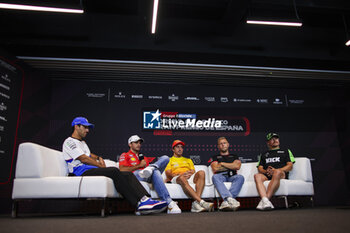 2024-06-20 - Official press conference RICCIARDO Daniel (aus), Visa Cash App RB F1 Team VCARB 01, portrait, SAINZ Carlos (spa), Scuderia Ferrari SF-24, portrait, ALONSO Fernando (spa), Aston Martin F1 Team AMR24, portrait, MAGNUSSEN Kevin (den), Haas F1 Team VF-24 Ferrari, portrait and BOTTAS Valtteri (fin), Stake F1 Team Kick Sauber C44, portrait during the Formula 1 Aramco Gran Premio de Espana 2024, 10th round of the 2024 Formula One World Championship from June 21 to 23, 2024 on the Circuit de Barcelona-Catalunya, in Montmeló, Spain - F1 - SPANISH GRAND PRIX 2024 - FORMULA 1 - MOTORS