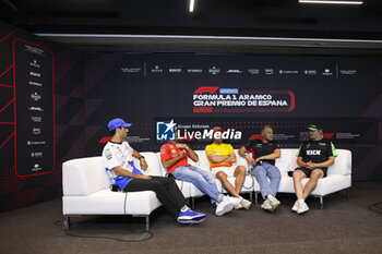 2024-06-20 - Official press conference RICCIARDO Daniel (aus), Visa Cash App RB F1 Team VCARB 01, portrait, SAINZ Carlos (spa), Scuderia Ferrari SF-24, portrait, ALONSO Fernando (spa), Aston Martin F1 Team AMR24, portrait, MAGNUSSEN Kevin (den), Haas F1 Team VF-24 Ferrari, portrait and BOTTAS Valtteri (fin), Stake F1 Team Kick Sauber C44, portrait during the Formula 1 Aramco Gran Premio de Espana 2024, 10th round of the 2024 Formula One World Championship from June 21 to 23, 2024 on the Circuit de Barcelona-Catalunya, in Montmeló, Spain - F1 - SPANISH GRAND PRIX 2024 - FORMULA 1 - MOTORS