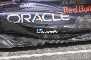 2024-06-21 - Red Bull Racing RB20, mechanical detail, floor body, engine cover during the Formula 1 Aramco Gran Premio de Espana 2024, 10th round of the 2024 Formula One World Championship from June 21 to 23, 2024 on the Circuit de Barcelona-Catalunya, in Montmeló, Spain - F1 - SPANISH GRAND PRIX 2024 - FORMULA 1 - MOTORS