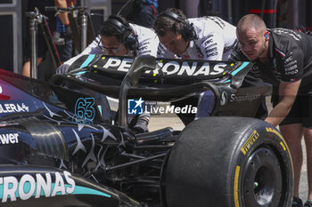 2024-06-21 - Mercedes AMG F1 Team W15, mechanical detail, rear wing during the Formula 1 Aramco Gran Premio de Espana 2024, 10th round of the 2024 Formula One World Championship from June 21 to 23, 2024 on the Circuit de Barcelona-Catalunya, in Montmeló, Spain - F1 - SPANISH GRAND PRIX 2024 - FORMULA 1 - MOTORS