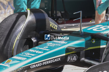 2024-06-21 - Aston Martin F1 Team AMR23, mechanical detail, front suspension during the Formula 1 Aramco Gran Premio de Espana 2024, 10th round of the 2024 Formula One World Championship from June 21 to 23, 2024 on the Circuit de Barcelona-Catalunya, in Montmeló, Spain - F1 - SPANISH GRAND PRIX 2024 - FORMULA 1 - MOTORS