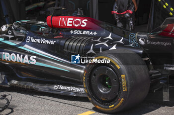 2024-06-21 - Mercedes AMG F1 Team W15, mechanical detail, Floor Fences during the Formula 1 Aramco Gran Premio de Espana 2024, 10th round of the 2024 Formula One World Championship from June 21 to 23, 2024 on the Circuit de Barcelona-Catalunya, in Montmeló, Spain - F1 - SPANISH GRAND PRIX 2024 - FORMULA 1 - MOTORS