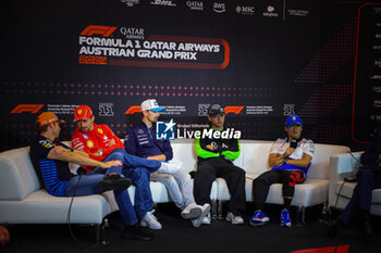 2024-06-28 - Press conference: Max Verstappen, Charles Leclerc, Yuki Tsunoda, Guanyu Zhou, during the Austrian GP, Spielberg 27-30 June 2024, Formula 1 World championship 2024. - FORMULA 1 QATAR AIRWAYS AUSTRIAN GRAND PRIX 2024 - PRESS CONFERENCE - FORMULA 1 - MOTORS