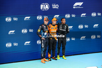 2024-06-22 - NORRIS Lando (gbr), McLaren F1 Team MCL38, portrait HAMILTON Lewis (gbr), Mercedes AMG F1 Team W15, portrait during the Formula 1 Aramco Gran Premio de Espana 2024, 10th round of the 2024 Formula One World Championship from June 21 to 23, 2024 on the Circuit de Barcelona-Catalunya, in Montmeló, Spain - F1 - SPANISH GRAND PRIX 2024 - FORMULA 1 - MOTORS