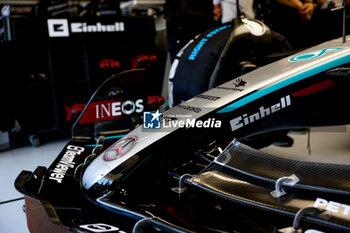 2024-06-22 - Mercedes AMG F1 Team W15, mechanical detail, front wing during the Formula 1 Aramco Gran Premio de Espana 2024, 10th round of the 2024 Formula One World Championship from June 21 to 23, 2024 on the Circuit de Barcelona-Catalunya, in Montmeló, Spain - F1 - SPANISH GRAND PRIX 2024 - FORMULA 1 - MOTORS