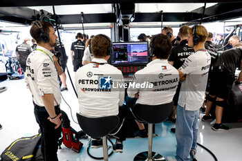 2024-06-22 - WOLFF Toto (aut), Team Principal & CEO of Mercedes AMG F1 Team, SCHUMACHER Mick (ger), Reserve Driver of Mercedes AMG F1 Team and KALLENIUS Ola, CEO of Mercedes-Benz portrait during the Formula 1 Aramco Gran Premio de Espana 2024, 10th round of the 2024 Formula One World Championship from June 21 to 23, 2024 on the Circuit de Barcelona-Catalunya, in Montmeló, Spain - F1 - SPANISH GRAND PRIX 2024 - FORMULA 1 - MOTORS