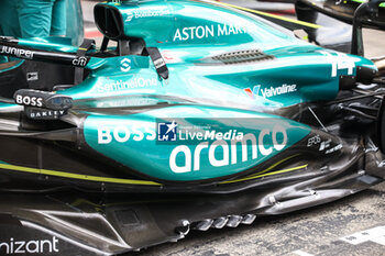 2024-06-28 - Aston Martin F1 Team AMR23, mechanical detail engine, moteur cover aerodynamism, aerodynamic, aerodynamics during the Formula 1 Qatar Airways Austrian Grand Prix 2024, 11th round of the 2024 Formula One World Championship from June 28 to 30, 2024 on the Red Bull Ring, in Spielberg, Austria - F1 - AUSTRIAN GRAND PRIX 2024 - FORMULA 1 - MOTORS