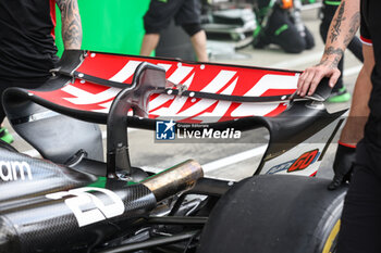 2024-06-28 - Haas F1 Team VF-24 Ferrari, Mechanical detail rear wing aerodynamism, aerodynamic, aerodynamics during the Formula 1 Qatar Airways Austrian Grand Prix 2024, 11th round of the 2024 Formula One World Championship from June 28 to 30, 2024 on the Red Bull Ring, in Spielberg, Austria - F1 - AUSTRIAN GRAND PRIX 2024 - FORMULA 1 - MOTORS