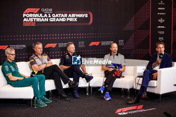 2024-06-28 - KRACK Mike (ger), Team Principal and CEO of Aston Martin F1 Team, portrait ISOLA Mario (ita), Motorsport Racing Manager of Pirelli, portrait HORNER Christian (gbr), Team Principal of Red Bull Racing, portrait BAYER Peter, CEO of Visa Cash App RB F1 Team, portrait press conference during the Formula 1 Qatar Airways Austrian Grand Prix 2024, 11th round of the 2024 Formula One World Championship from June 28 to 30, 2024 on the Red Bull Ring, in Spielberg, Austria - F1 - AUSTRIAN GRAND PRIX 2024 - FORMULA 1 - MOTORS