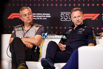 2024-06-28 - ISOLA Mario (ita), Motorsport Racing Manager of Pirelli, portrait HORNER Christian (gbr), Team Principal of Red Bull Racing, portrait press conference during the Formula 1 Qatar Airways Austrian Grand Prix 2024, 11th round of the 2024 Formula One World Championship from June 28 to 30, 2024 on the Red Bull Ring, in Spielberg, Austria - F1 - AUSTRIAN GRAND PRIX 2024 - FORMULA 1 - MOTORS