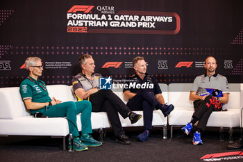 2024-06-28 - KRACK Mike (ger), Team Principal and CEO of Aston Martin F1 Team, portrait ISOLA Mario (ita), Motorsport Racing Manager of Pirelli, portrait HORNER Christian (gbr), Team Principal of Red Bull Racing, portrait BAYER Peter, CEO of Visa Cash App RB F1 Team, portrait press conference during the Formula 1 Qatar Airways Austrian Grand Prix 2024, 11th round of the 2024 Formula One World Championship from June 28 to 30, 2024 on the Red Bull Ring, in Spielberg, Austria - F1 - AUSTRIAN GRAND PRIX 2024 - FORMULA 1 - MOTORS