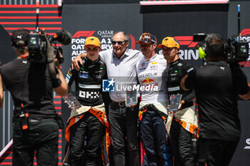 2024-06-29 - VERSTAPPEN Max (ned), Red Bull Racing RB20, portrait NORRIS Lando (gbr), McLaren F1 Team MCL38, portrait PIASTRI Oscar (aus), McLaren F1 Team MCL38, portrait podium sprint race Gerhard Berger portrait during the Formula 1 Qatar Airways Austrian Grand Prix 2024, 11th round of the 2024 Formula One World Championship from June 28 to 30, 2024 on the Red Bull Ring, in Spielberg, Austria - F1 - AUSTRIAN GRAND PRIX 2024 - FORMULA 1 - MOTORS