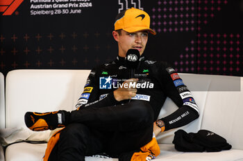 2024-06-29 - NORRIS Lando (gbr), McLaren F1 Team MCL38, portrait press conference during the Formula 1 Qatar Airways Austrian Grand Prix 2024, 11th round of the 2024 Formula One World Championship from June 28 to 30, 2024 on the Red Bull Ring, in Spielberg, Austria - F1 - AUSTRIAN GRAND PRIX 2024 - FORMULA 1 - MOTORS