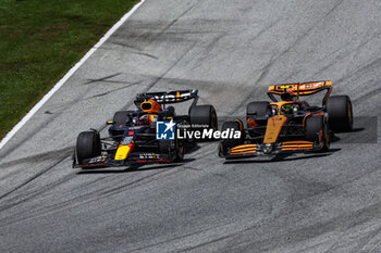 2024-06-29 - 01 VERSTAPPEN Max (nld), Red Bull Racing RB20, 04 NORRIS Lando (gbr), McLaren F1 Team MCL38, 81 PIASTRI Oscar (aus), McLaren F1 Team MCL38, action during the Formula 1 Qatar Airways Austrian Grand Prix 2024, 11th round of the 2024 Formula One World Championship from June 28 to 30, 2024 on the Red Bull Ring, in Spielberg, Austria - F1 - AUSTRIAN GRAND PRIX 2024 - FORMULA 1 - MOTORS