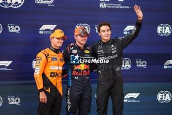 2024-06-29 - VERSTAPPEN Max (ned), Red Bull Racing RB20, portrait NORRIS Lando (gbr), McLaren F1 Team MCL38, portrait RUSSELL George (gbr), Mercedes AMG F1 Team W15, portrait during the Formula 1 Qatar Airways Austrian Grand Prix 2024, 11th round of the 2024 Formula One World Championship from June 28 to 30, 2024 on the Red Bull Ring, in Spielberg, Austria - F1 - AUSTRIAN GRAND PRIX 2024 - FORMULA 1 - MOTORS