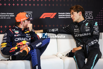 2024-06-29 - VERSTAPPEN Max (ned), Red Bull Racing RB20, portrait RUSSELL George (gbr), Mercedes AMG F1 Team W15, portrait press conference during the Formula 1 Qatar Airways Austrian Grand Prix 2024, 11th round of the 2024 Formula One World Championship from June 28 to 30, 2024 on the Red Bull Ring, in Spielberg, Austria - F1 - AUSTRIAN GRAND PRIX 2024 - FORMULA 1 - MOTORS