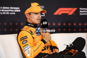 2024-06-29 - NORRIS Lando (gbr), McLaren F1 Team MCL38, portrait press conference during the Formula 1 Qatar Airways Austrian Grand Prix 2024, 11th round of the 2024 Formula One World Championship from June 28 to 30, 2024 on the Red Bull Ring, in Spielberg, Austria - F1 - AUSTRIAN GRAND PRIX 2024 - FORMULA 1 - MOTORS