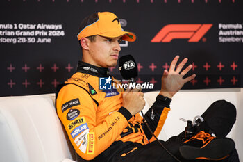 2024-06-29 - NORRIS Lando (gbr), McLaren F1 Team MCL38, portrait press conference during the Formula 1 Qatar Airways Austrian Grand Prix 2024, 11th round of the 2024 Formula One World Championship from June 28 to 30, 2024 on the Red Bull Ring, in Spielberg, Austria - F1 - AUSTRIAN GRAND PRIX 2024 - FORMULA 1 - MOTORS