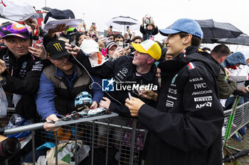 2024-07-05 - George Russell (GBR) - Mercedes-AMG PETRONAS F1 Team - Mercedes W15 - Mercedes E Performance during Free Practice on day 2, friday july 5, 2024 of the formula 1 qatar airways british grand prix 2024, scheduled to take place at the silverstone circuit from july 5 to july 7, 2024 - FORMULA 1 - QATAR AIRWAYS BRITISHGRAND PRIX 2024 - PRACTICE - FORMULA 1 - MOTORS