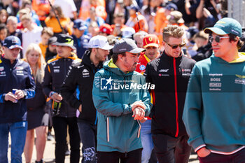 2024-07-07 - Driver Parade Fernando Alonso (ESP) - Aston Martin Aramco F1 Team - Aston Martin AMR24 - Mercede Oscar Piastri (AUS) - McLaren Formula 1 Team - McLaren MCL38 - Mercedes
 Charles Leclerc (MON) - Scuderia Ferrari - Ferrari SF-24 - Ferrari

 during Race Day, on day 4, sunday july 7, 2024 of the formula 1 qatar airways british grand prix 2024, scheduled to take place at the silverstone circuit from july 5 to july 7, 2024 - FORMULA 1 - QATAR AIRWAYS BRITISHGRAND PRIX 2024 - RACE - FORMULA 1 - MOTORS