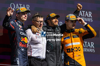 2024-07-07 - Podium of the Race on day 4, Sunday july 7, 2024 of the formula 1 qatar airways british grand prix 2024, scheduled to take place at the silverstone circuit from july 5 to july 7, 2024 - FORMULA 1 - QATAR AIRWAYS BRITISHGRAND PRIX 2024 - RACE - FORMULA 1 - MOTORS