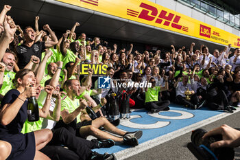 2024-07-07 - Mercedes-AMG Petronas F1 Team celebrating the victory o Lewis Hamilton (GBR) - Mercedes-AMG PETRONAS F1 Team - Mercedes W15 - Mercedes E Performance after the Race on day 4, Sunday july 7, 2024 of the formula 1 qatar airways british grand prix 2024, scheduled to take place at the silverstone circuit from july 5 to july 7, 2024 - FORMULA 1 - QATAR AIRWAYS BRITISHGRAND PRIX 2024 - RACE - FORMULA 1 - MOTORS