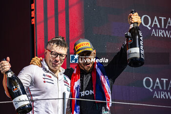 2024-07-07 - Podium of the Race on day 4, Sunday july 7, 2024 of the formula 1 qatar airways british grand prix 2024, scheduled to take place at the silverstone circuit from july 5 to july 7, 2024 - FORMULA 1 - QATAR AIRWAYS BRITISHGRAND PRIX 2024 - RACE - FORMULA 1 - MOTORS