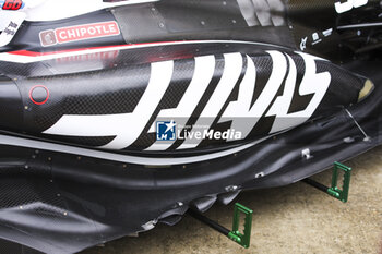 2024-07-05 - Haas F1 Team VF-24 Ferrari, Mechanical details sidepod during the Formula 1 Qatar Airways British Grand Prix 2024, 12th round of the 2024 Formula One World Championship from July 5 to 7, 2024 on the Silverstone Circuit, in Silverstone, United Kingdom - F1 - BRITISH GRAND PRIX 2024 - FORMULA 1 - MOTORS