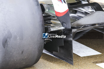 2024-07-05 - Haas F1 Team VF-24 Ferrari, Mechanical detail rear corner during the Formula 1 Qatar Airways British Grand Prix 2024, 12th round of the 2024 Formula One World Championship from July 5 to 7, 2024 on the Silverstone Circuit, in Silverstone, United Kingdom - F1 - BRITISH GRAND PRIX 2024 - FORMULA 1 - MOTORS