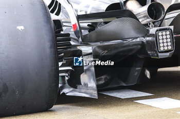 2024-07-05 - Haas F1 Team VF-24 Ferrari, Mechanical detail rear corner during the Formula 1 Qatar Airways British Grand Prix 2024, 12th round of the 2024 Formula One World Championship from July 5 to 7, 2024 on the Silverstone Circuit, in Silverstone, United Kingdom - F1 - BRITISH GRAND PRIX 2024 - FORMULA 1 - MOTORS