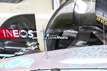 2024-07-05 - Mercedes AMG F1 Team W15, mechanical detail front corner aerodynamism, aerodynamic, aerodynamics during the Formula 1 Qatar Airways British Grand Prix 2024, 12th round of the 2024 Formula One World Championship from July 5 to 7, 2024 on the Silverstone Circuit, in Silverstone, United Kingdom - F1 - BRITISH GRAND PRIX 2024 - FORMULA 1 - MOTORS