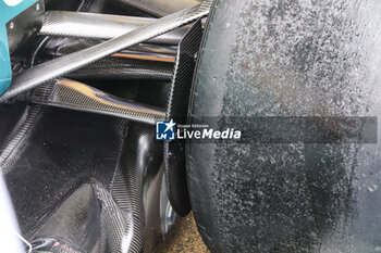 2024-07-05 - Aston Martin F1 Team AMR23, mechanical detail rear corner during the Formula 1 Qatar Airways British Grand Prix 2024, 12th round of the 2024 Formula One World Championship from July 5 to 7, 2024 on the Silverstone Circuit, in Silverstone, United Kingdom - F1 - BRITISH GRAND PRIX 2024 - FORMULA 1 - MOTORS