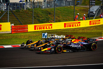 2024-07-21 - Start of the race Max Verstapppen, Lando Norris, Oscar Piastri,during the Hungarian GP, Budapest 18-21 July 2024 Formula 1 World championship 2024. - FORMULA 1 HUNGARIAN GRAND PRIX 2024 - RACE - FORMULA 1 - MOTORS