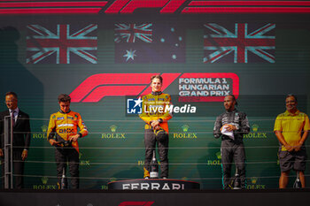 2024-07-21 - Podium of the race, Oscar Piastri, (AUS), Lando Norris (GRB) McLaren, Lewis Hamilton (GRB) during the Hungarian GP, Budapest 18-21 July 2024 Formula 1 World championship 2024. - FORMULA 1 HUNGARIAN GRAND PRIX 2024 - RACE - FORMULA 1 - MOTORS