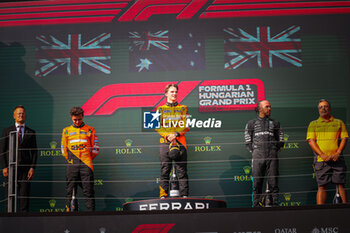 2024-07-21 - Podium of the race, Oscar Piastri, (AUS), Lando Norris (GRB) McLaren, Lewis Hamilton (GRB) during the Hungarian GP, Budapest 18-21 July 2024 Formula 1 World championship 2024. - FORMULA 1 HUNGARIAN GRAND PRIX 2024 - RACE - FORMULA 1 - MOTORS