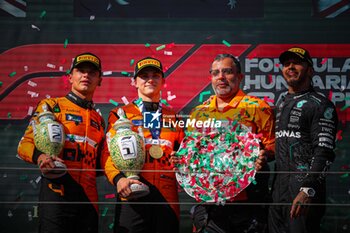 2024-07-21 - Podium of the race, Oscar Piastri, (AUS), Lando Norris (GRB) McLaren, Lewis Hamilton (GRB) during the Hungarian GP, Budapest 18-21 July 2024 Formula 1 World championship 2024. - FORMULA 1 HUNGARIAN GRAND PRIX 2024 - RACE - FORMULA 1 - MOTORS