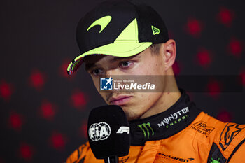 2024-07-06 - NORRIS Lando (gbr), McLaren F1 Team MCL38, portrait, press conference during the Formula 1 Qatar Airways British Grand Prix 2024, 12th round of the 2024 Formula One World Championship from July 5 to 7, 2024 on the Silverstone Circuit, in Silverstone, United Kingdom - F1 - BRITISH GRAND PRIX 2024 - FORMULA 1 - MOTORS