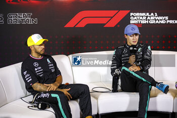 2024-07-06 - HAMILTON Lewis (gbr), Mercedes AMG F1 Team W15 and RUSSELL George (gbr), Mercedes AMG F1 Team W15, portrait, press conference during the Formula 1 Qatar Airways British Grand Prix 2024, 12th round of the 2024 Formula One World Championship from July 5 to 7, 2024 on the Silverstone Circuit, in Silverstone, United Kingdom - F1 - BRITISH GRAND PRIX 2024 - FORMULA 1 - MOTORS