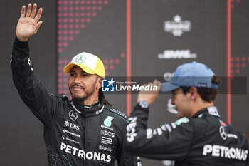 2024-07-06 - HAMILTON Lewis (gbr), Mercedes AMG F1 Team W15, portrait and RUSSELL George (gbr), Mercedes AMG F1 Team W15, portrait during the Formula 1 Qatar Airways British Grand Prix 2024, 12th round of the 2024 Formula One World Championship from July 5 to 7, 2024 on the Silverstone Circuit, in Silverstone, United Kingdom - F1 - BRITISH GRAND PRIX 2024 - FORMULA 1 - MOTORS