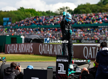 2024-07-06 - RUSSELL George (gbr), Mercedes AMG F1 Team W15, portrait podium during the Formula 1 Qatar Airways British Grand Prix 2024, 12th round of the 2024 Formula One World Championship from July 5 to 7, 2024 on the Silverstone Circuit, in Silverstone, United Kingdom - F1 - BRITISH GRAND PRIX 2024 - FORMULA 1 - MOTORS